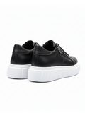 Altair Noir black elevating sneaker with white sole by Apollo Moda, third angle