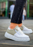 Men's Altair Sandstone by Apollo Moda, two-tone white and beige sneaker with side zipper, second angle