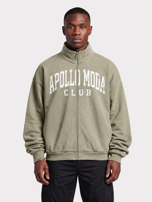 Club Collegiate oversized full-zip sweatshirt in beige by Apollo Moda, main product view