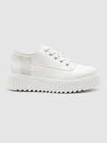 Apollo Moda Men's Zephyr Ivory all-white platform sneaker with ridged sole, main product photo