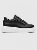 Apollo Moda Men's Altair Noir black elevating sneaker with white sole and side zipper, main product photo