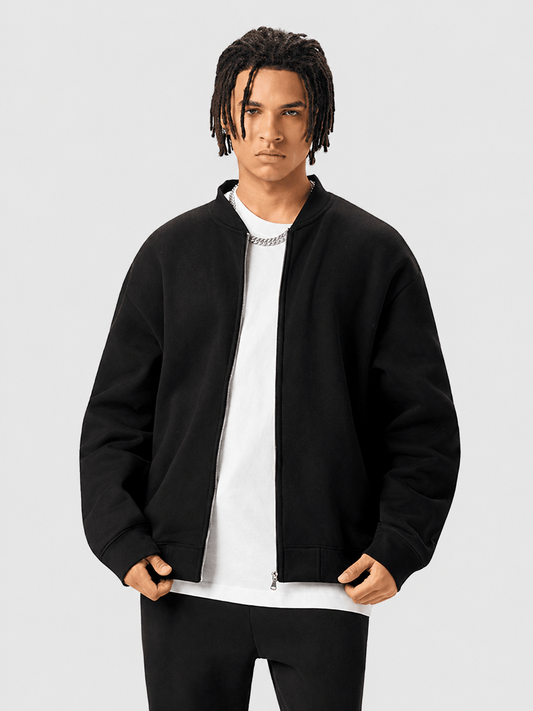 Apollo Black Fleece Zip-Up Baseball Jacket