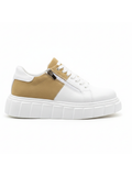 Apollo Moda men's Altair Camel white and beige sneaker with side zipper, fourth angle