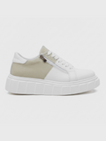 Apollo Moda Men's Altair Sandstone white and beige elevating sneaker with side zipper, main product photo