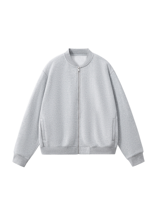 Apollo grey fleece zip-up baseball jacket by Apollo Moda, view 2