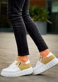 Altair Camel white and beige elevating sneaker by Apollo Moda, sixth angle