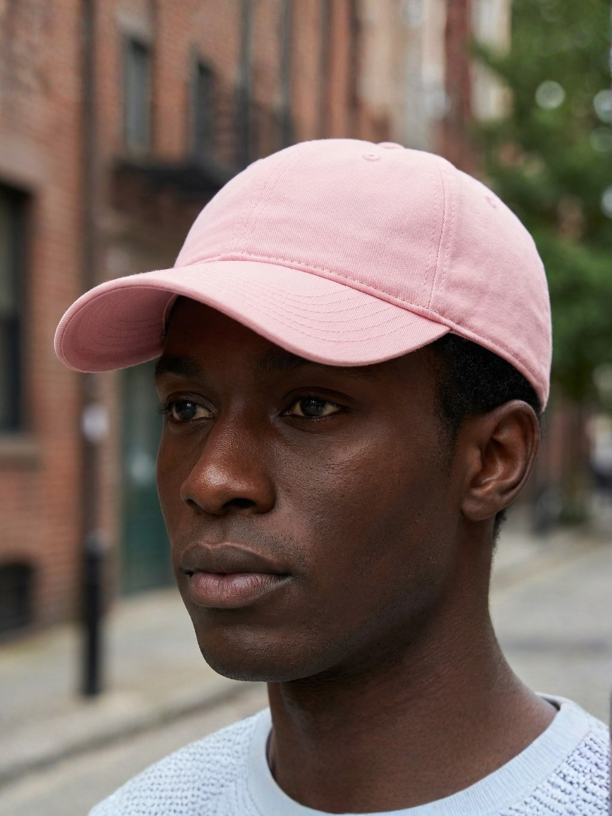 Cotton twill hat in blush rose by Apollo Moda, view 2