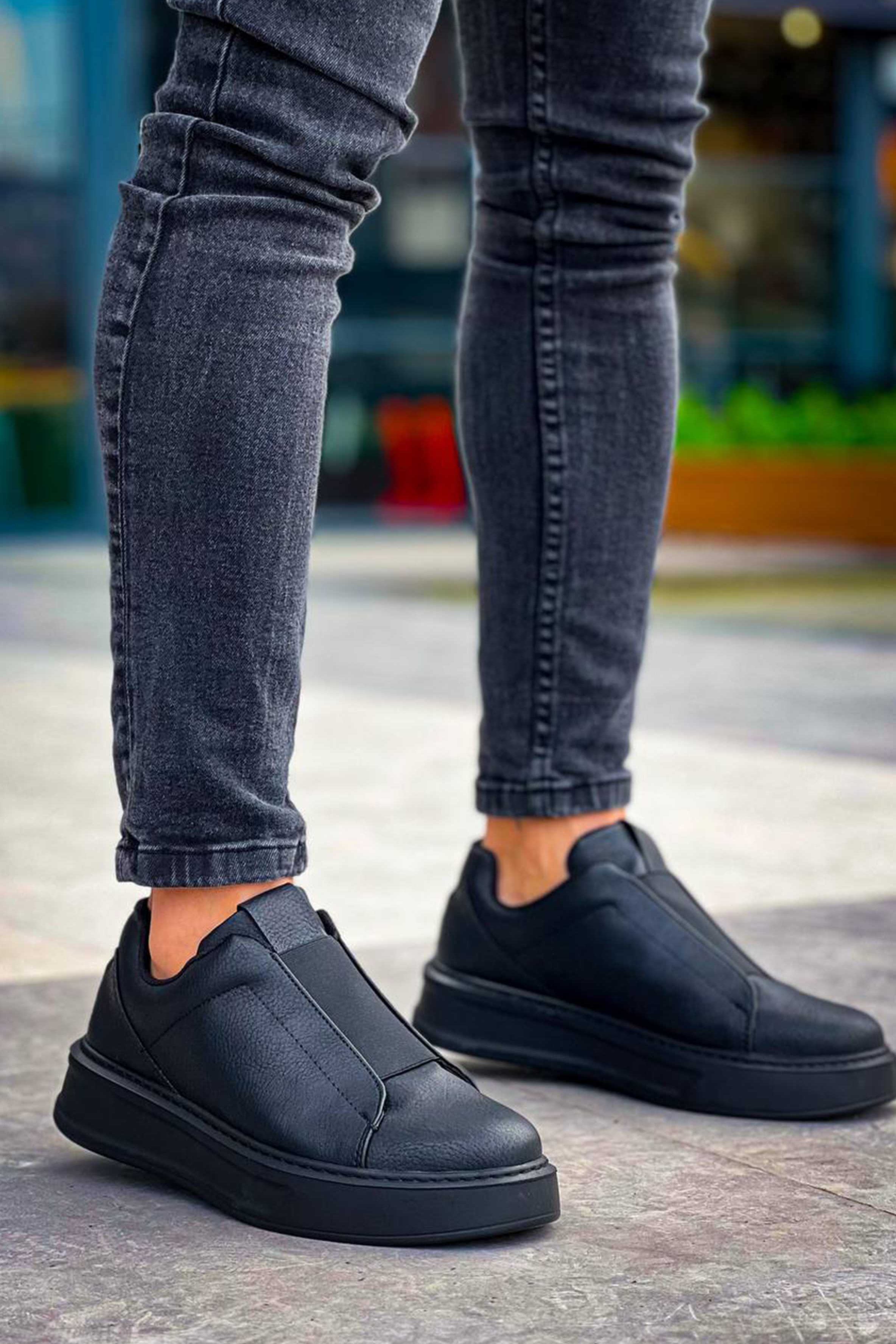 Izmir X-2 slip-on sneaker in black by Apollo Moda, view 6