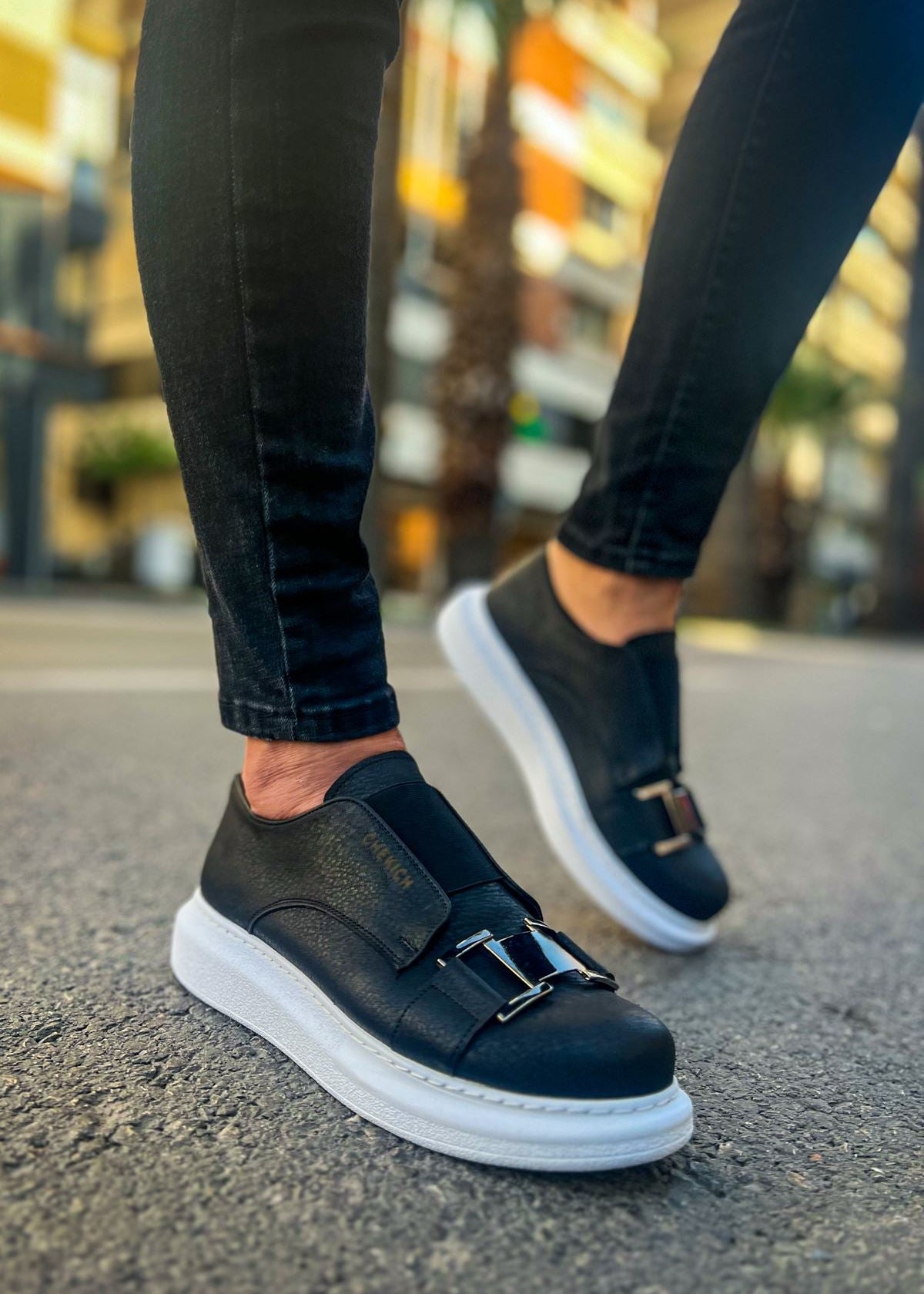 Miami Monochrome Marvel casual sneaker in black by Apollo Moda, view 4