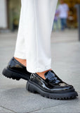 Oslo Patent Noir patent dress shoe in black by Apollo Moda, view 2