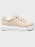 Pluto Cream low-top casual sneaker in beige by Apollo Moda