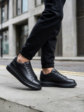 Pluto Onyx Black casual sneaker in black by Apollo Moda, view 2
