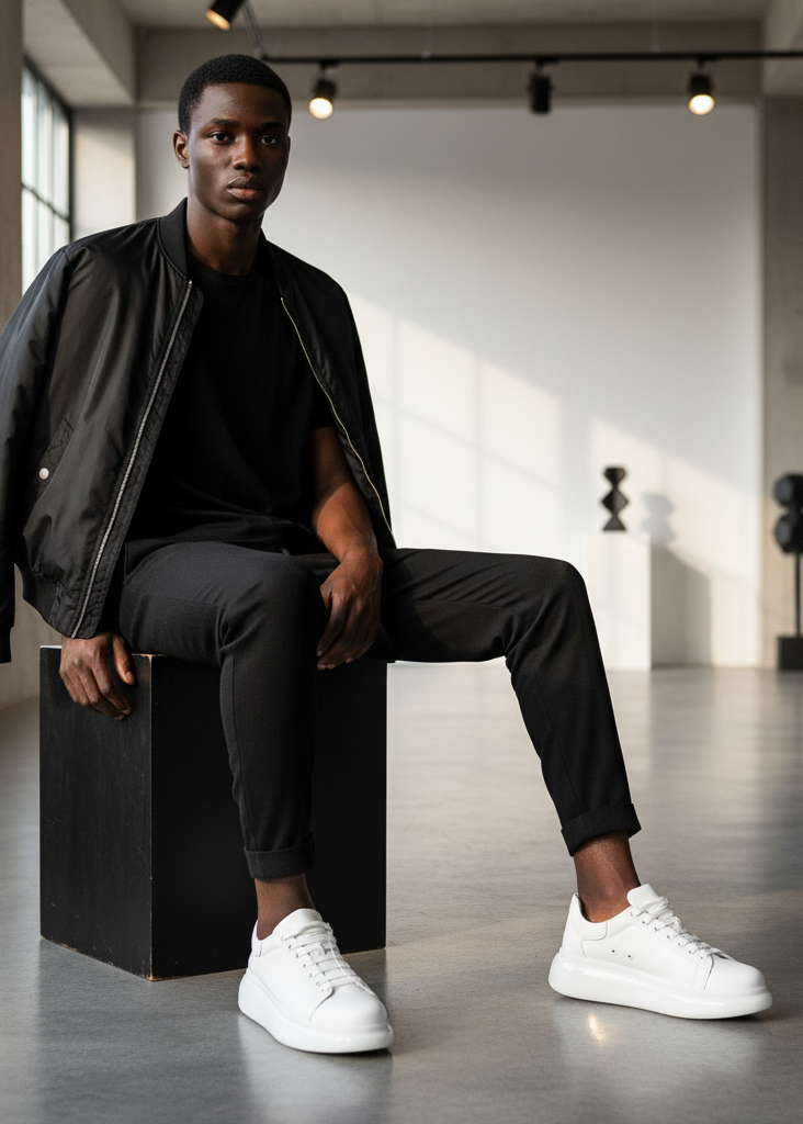 Stark Pure White casual sneaker in white by Apollo Moda, view 5