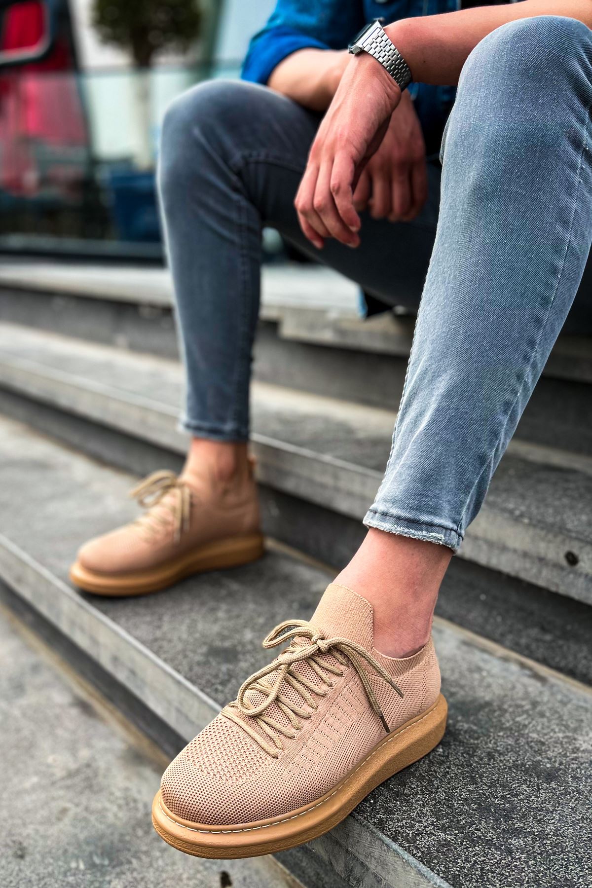 Torino Golden Hour knit casual sneaker in brown and beige by Apollo Moda, view 5