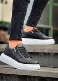 Men's Altair Noir black and white chunky sole sneaker by Apollo Moda, fifth angle